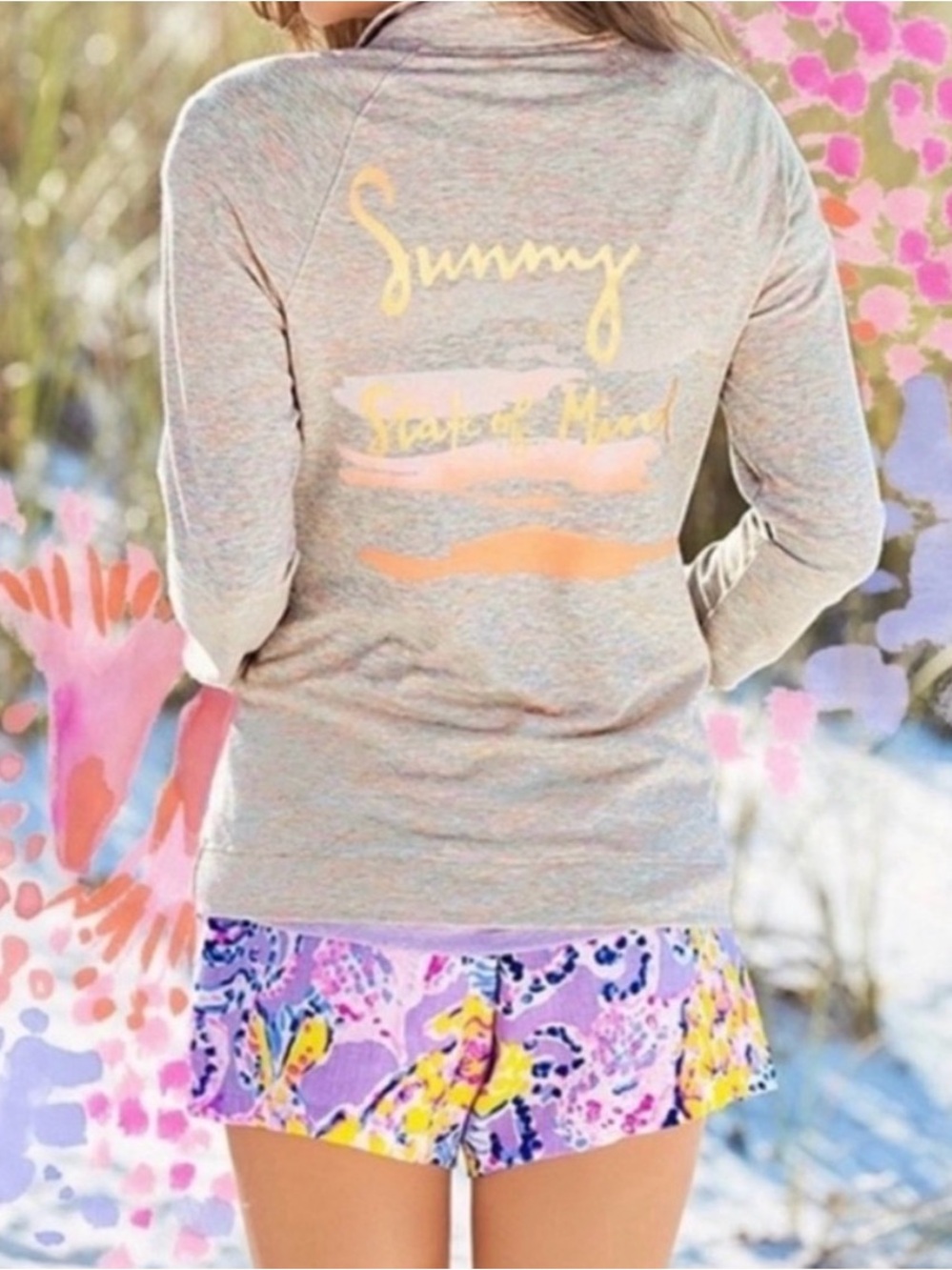 Lilly Pulitzer Linen Pastel Multicolor Printed High-Waist Drawstring Shorts